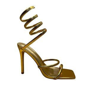 GC Women’s Gold Metallic Wrap-Around Design Spiral Stiletto Heels Sz EU40/US8.5